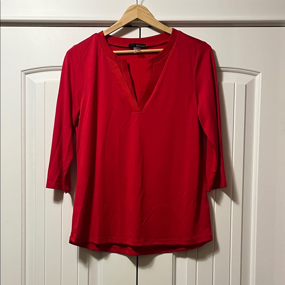 Renuar Red V-Neck Blouse